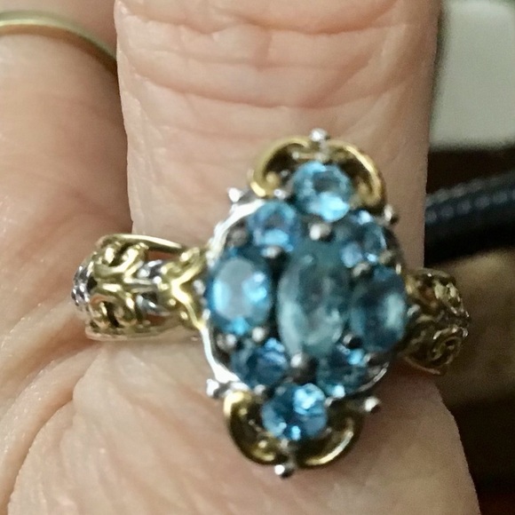 Blue Topaz Cluster Ring